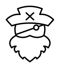 Beard, pirate icon illustration on transparent background
