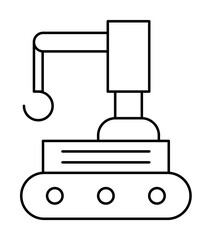 Robotic construction crane technology icon illustration on transparent background