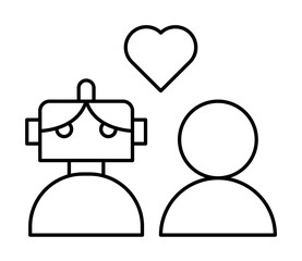 Robotic heart love technology icon illustration on transparent background