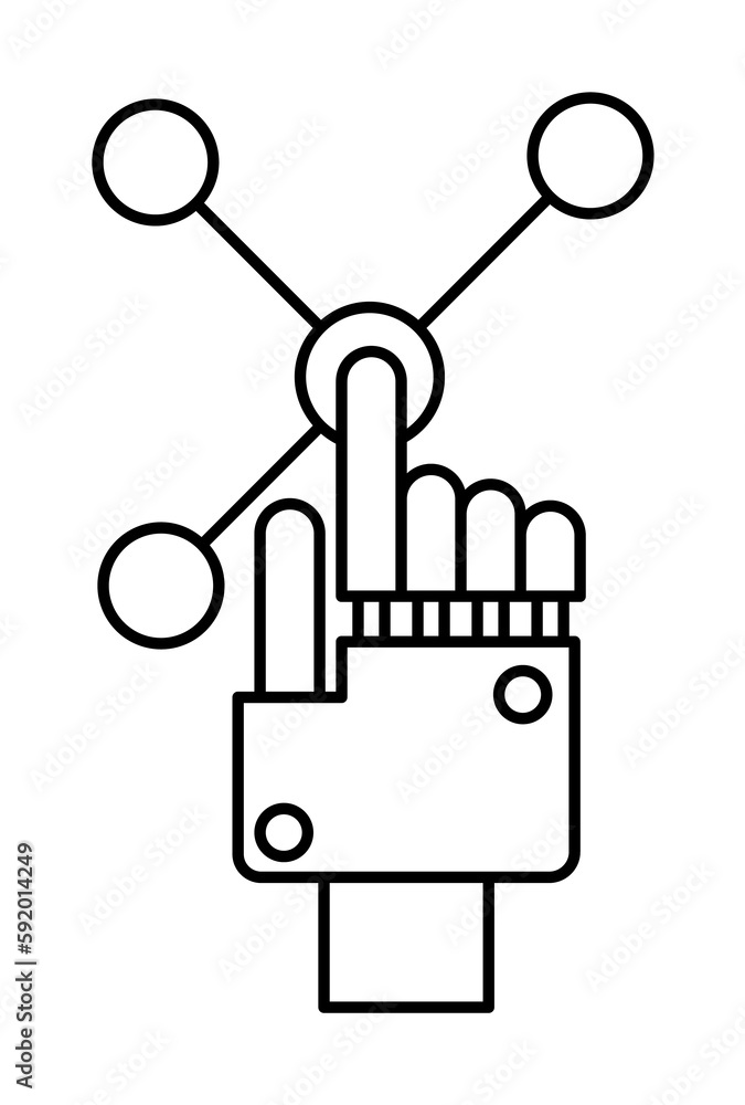 Poster robotic technology click chip icon illustration on transparent background