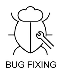 bug fixing outline icon illustration on transparent background