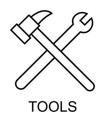tools sign outline icon illustration on transparent background