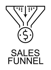 sales funnel line icon illustration on transparent background