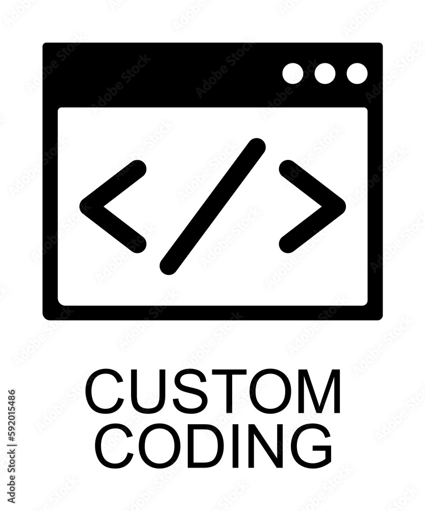 Poster custom coding icon illustration on transparent background