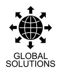 global solutions icon illustration on transparent background