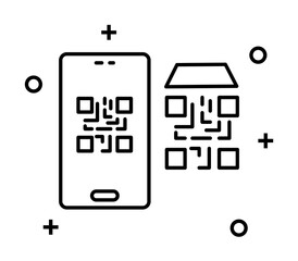 Qr code shopping mobile icon illustration on transparent background