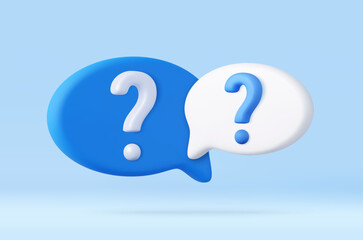 3d Speech bubble with question mark.