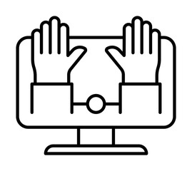 Computer, crime, handcuff icon illustration on transparent background