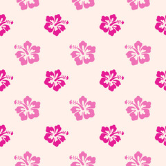 Pink Hawaiian Flowers Aloha Seamless Background Pattern