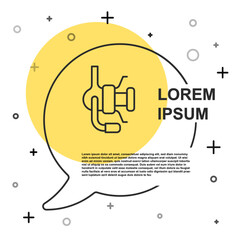 Black line Spinning reel for fishing icon isolated on white background. Fishing coil. Fishing tackle. Random dynamic shapes. Vector