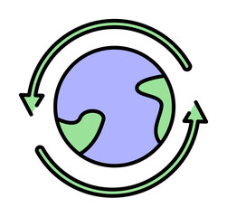 Earth sustainable icon illustration on transparent background