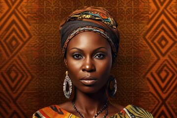 Portrait of a beautiful African woman in a headscarf, banner for black history month, juneteenth, Day for People of African Descent, Remembrance of the Slave Trade and Its Abolition