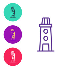 Set line Lighthouse icon isolated on white background. Set icons colorful. Vector