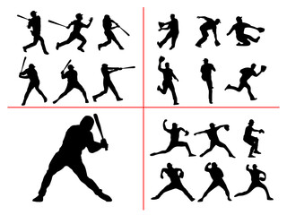 baseball player vector design and illustration. baseball player silhouette vector art, icons, and vector images. baseball player silhouette collection.