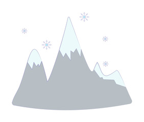 Mountain winter snowing colored icon illustration on transparent background