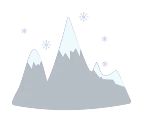 Fotobehang Bergen Mountain winter snowing colored icon illustration on transparent background