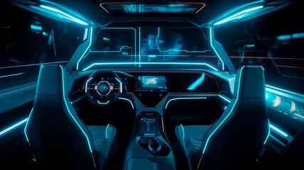 Futuristic car, controlled by artificial intelligence, generated with generative AI technology.