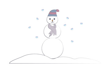 Snowman, snowing colored icon illustration on transparent background