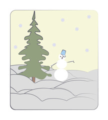 Snowman, snowing colored icon illustration on transparent background