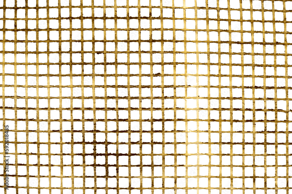 Poster texture of a plastic grid of yellow color on a white background. mosquito net background