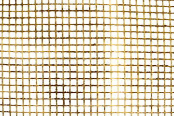 Texture of a plastic grid of yellow color on a white background. Mosquito net background