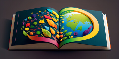 Open Book Environmental Conservation Illustration
