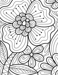 Floral decorative mehndi design style detailed coloring book page illustration