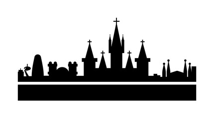 Obraz premium Barcelona detailed skyline icon illustration on transparent background
