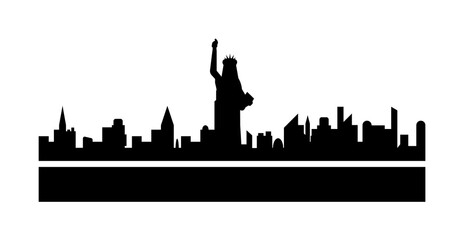 Obraz premium New York detailed skyline icon illustration on transparent background