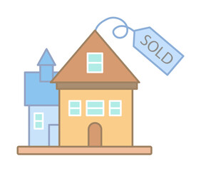 Fototapeta premium House sold sign icon illustration on transparent background