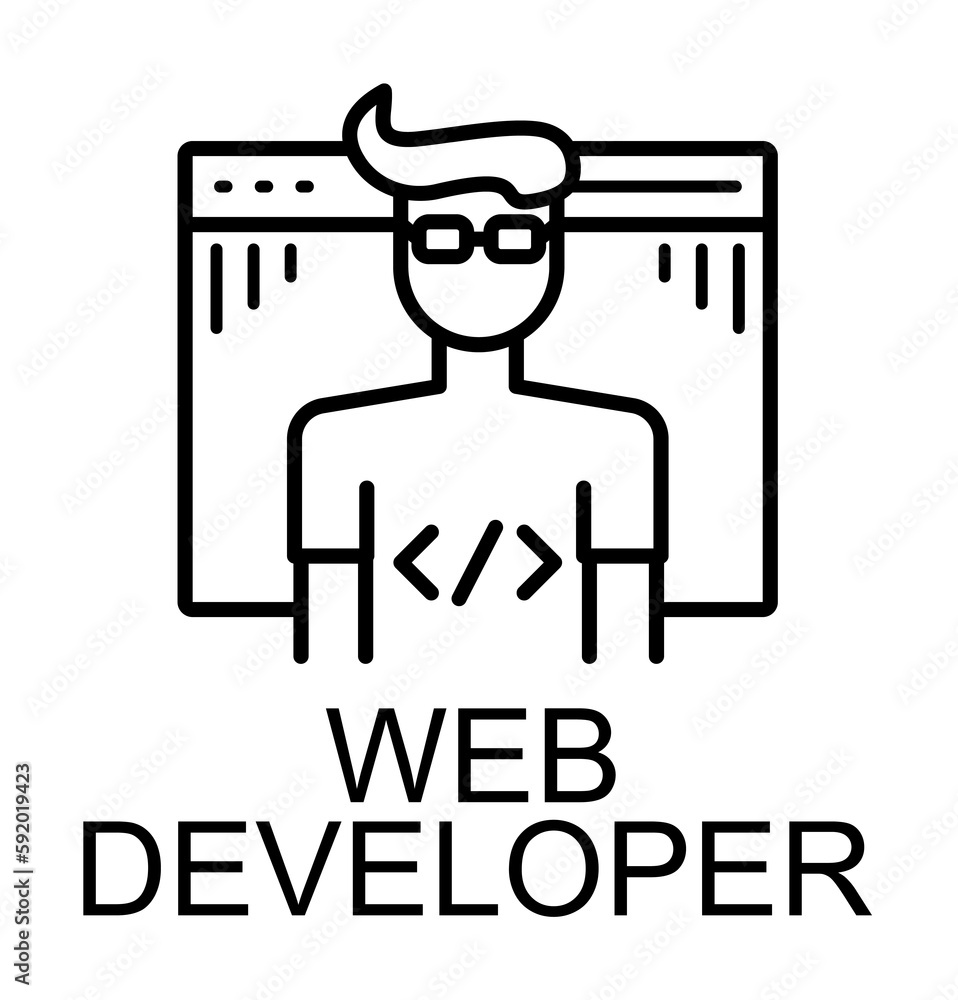 Poster web developer icon illustration on transparent background