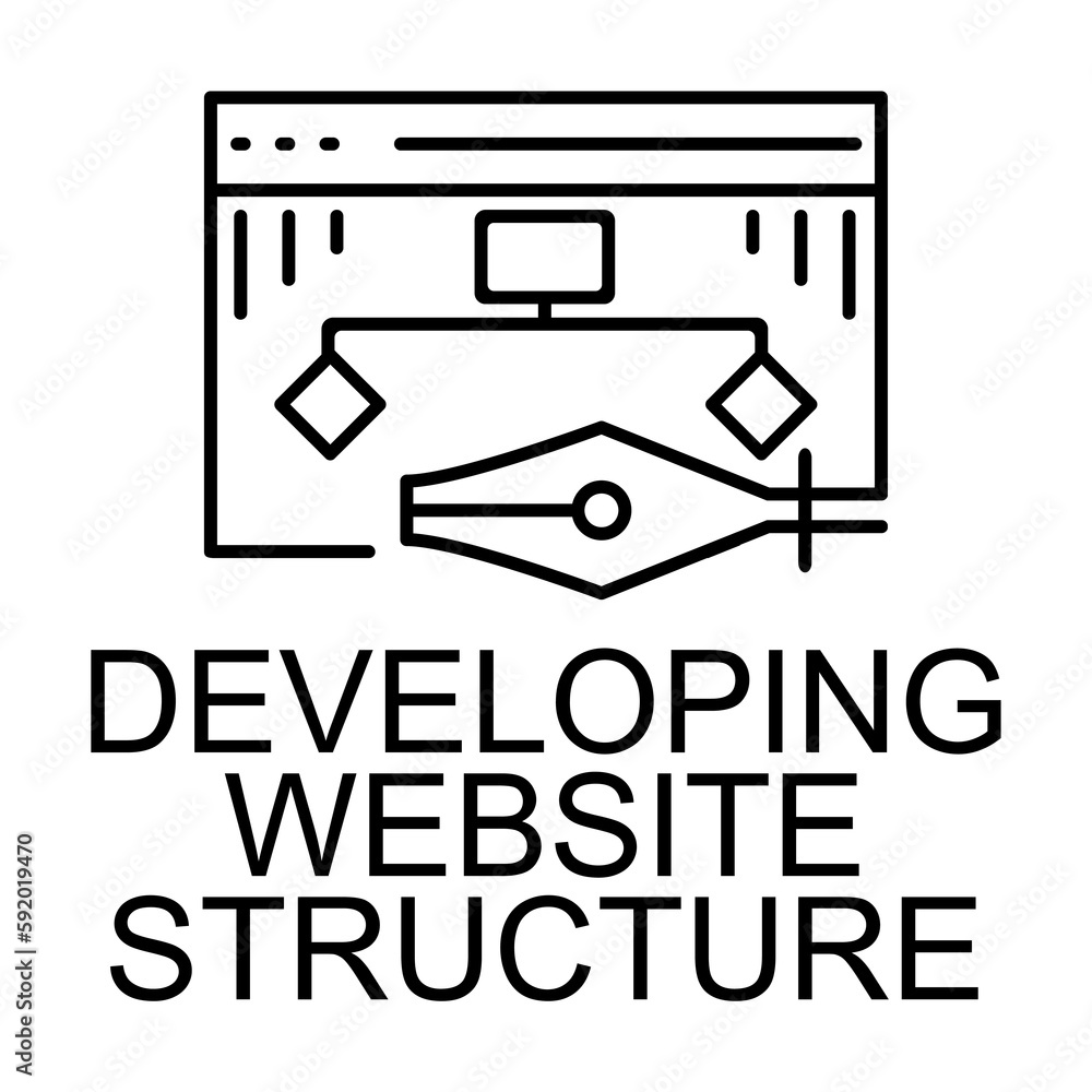 Poster developing website structure icon illustration on transparent background