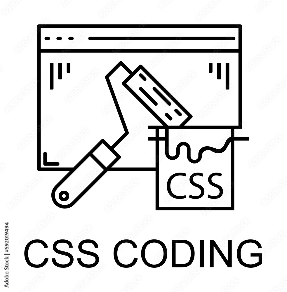 Poster css coding icon illustration on transparent background