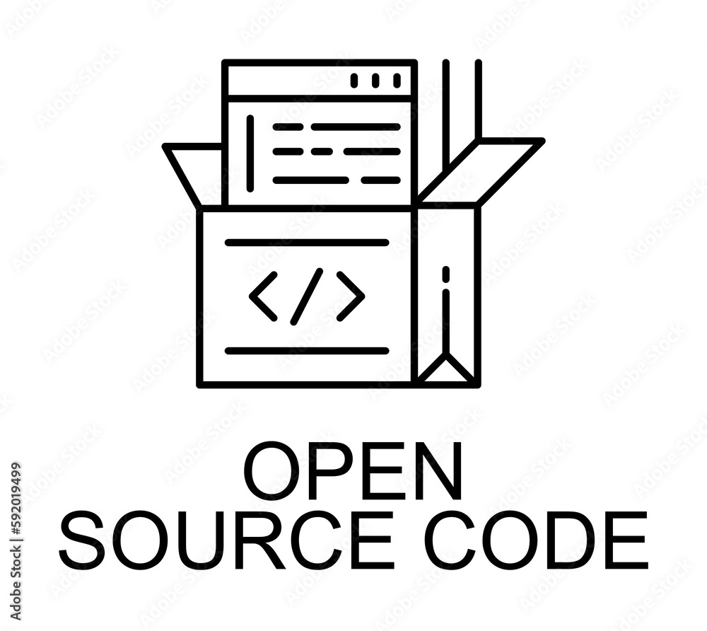Poster open source code icon illustration on transparent background