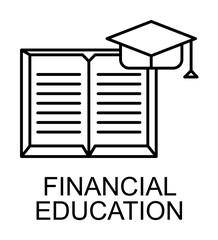 financial education outline icon illustration on transparent background