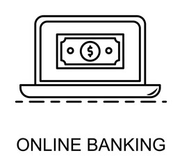 online banking outline icon illustration on transparent background