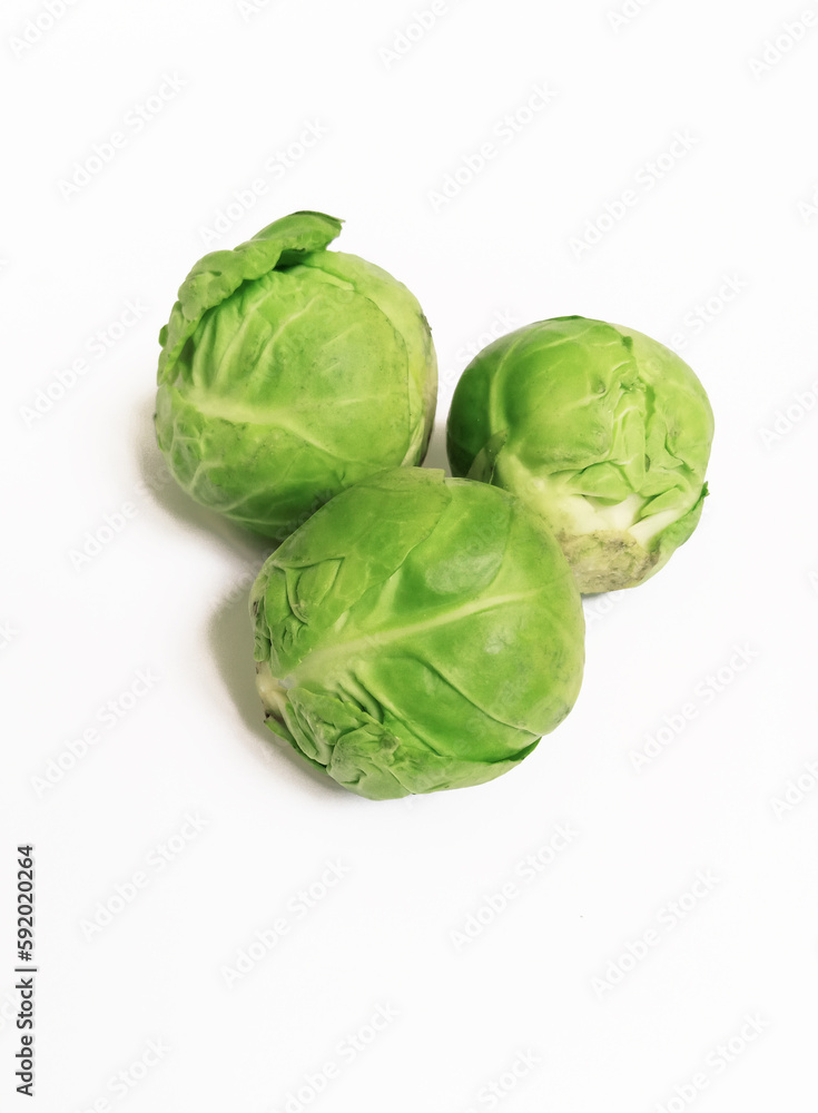 Wall mural brussels sprout on white background