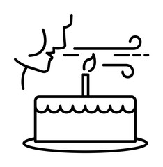 blow outcandle oncake dusk style icon illustration on transparent background