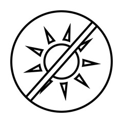 the rays of the sun are forbidden outline icon illustration on transparent background