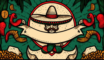 Obraz premium Cinco de mayo holiday background with copy space for text generative ai