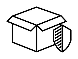 the package is protected outline icon illustration on transparent background