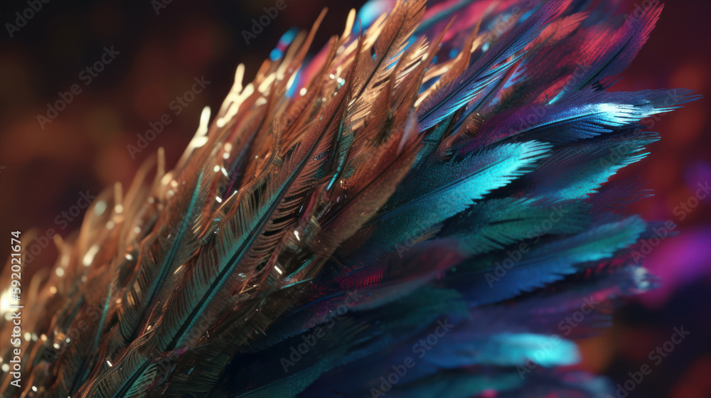 Poster macro photo of some feathers generative ai