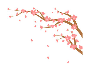 Watercolor sakura frame icon illustration on transparent background