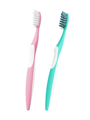 Blue and pink isolated toothbrush, healthcare