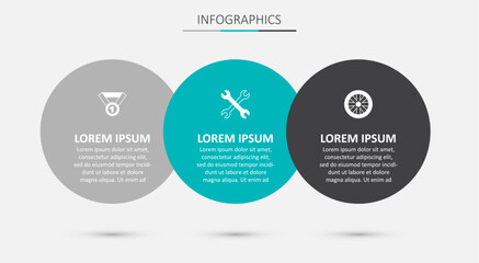 Fototapeta premium Set Wrench spanner, Medal and Alloy wheel for car. Business infographic template. Vector