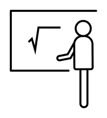 schoolboy at the blackboard outline icon illustration on transparent background