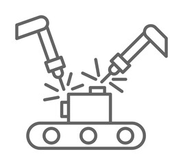 Industry factory industrial machine manufacturing technology welding on white background icon illustration on transparent background