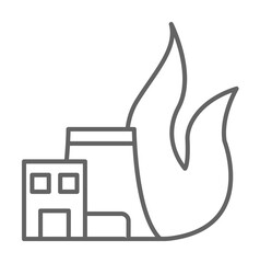 Industry danger emergency fire flame industrial smoke on white background icon illustration on transparent background