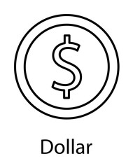 dollar coin icon illustration on transparent background