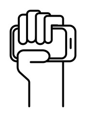 hand holds the phone icon illustration on transparent background